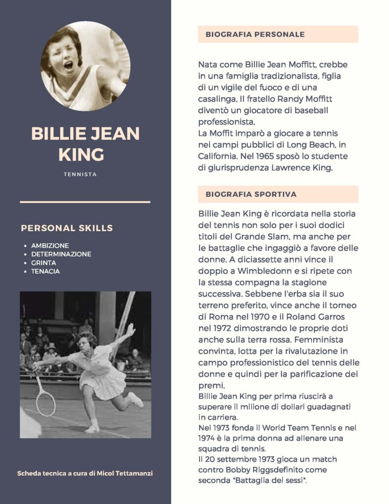 Billie Jean KIng di Micol Tettamanzi